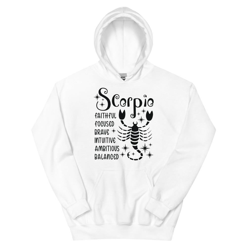 Scorpio Zodiac Positive Traits Hoodie - White Color - https://ascensionemporium.net